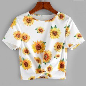 Sunflower Crop Top with Front Knot